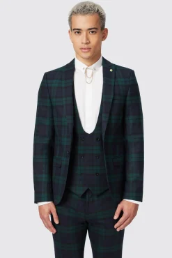 Jackets·Casual Jackets|Jackets·Party Jackets|Twisted Tailor Ginger Skinny Fit Green Tartan Jacket