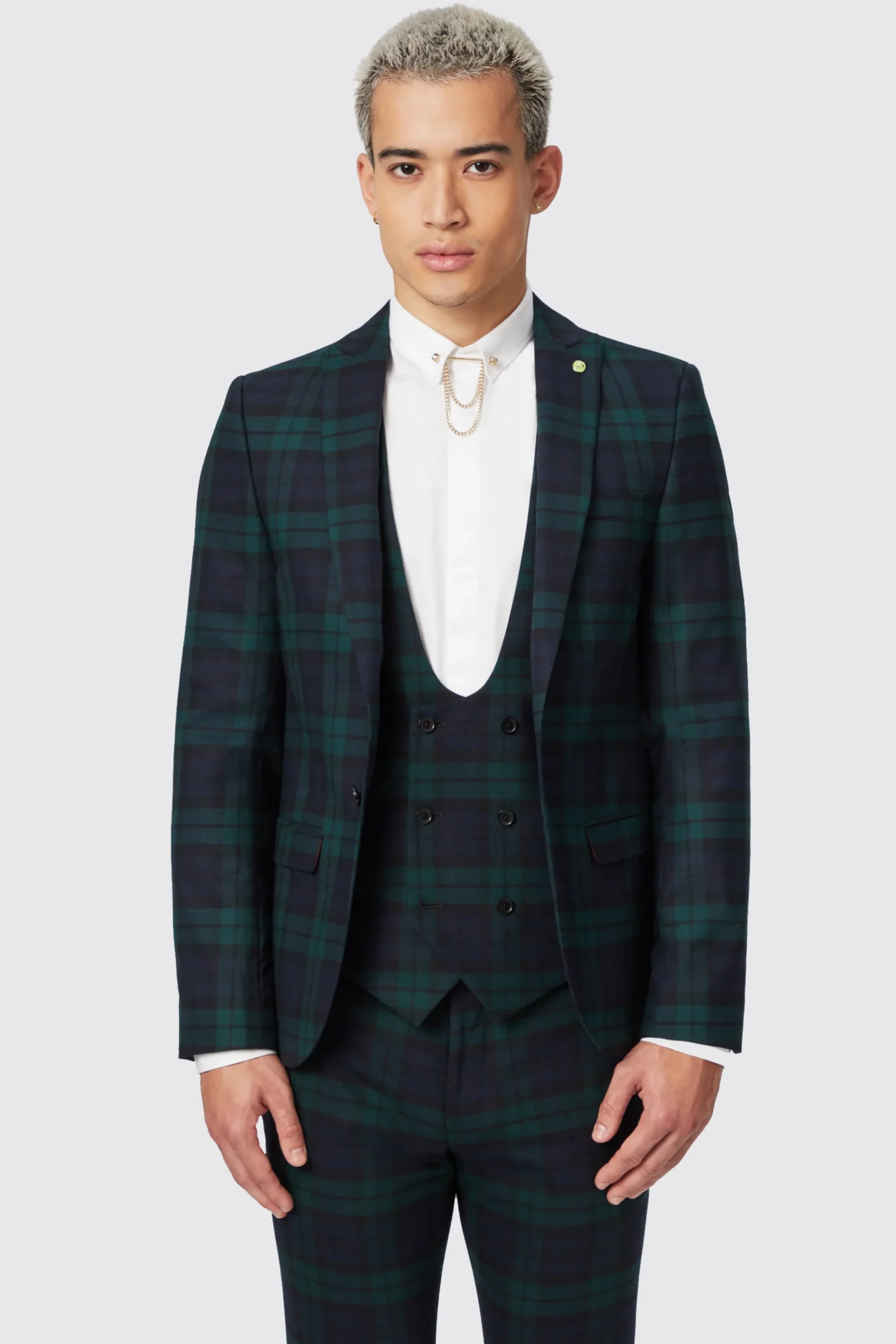 Jackets·Casual Jackets|Jackets·Party Jackets|Twisted Tailor Ginger Skinny Fit Green Tartan Jacket