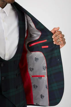 Jackets·Casual Jackets|Jackets·Party Jackets|Twisted Tailor Ginger Skinny Fit Green Tartan Jacket