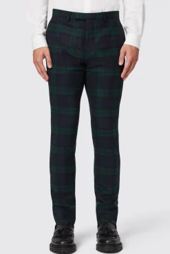 Trousers·Casual Trousers|Trousers·Party Trousers|Twisted Tailor Ginger Skinny Fit Green Tartan Trousers