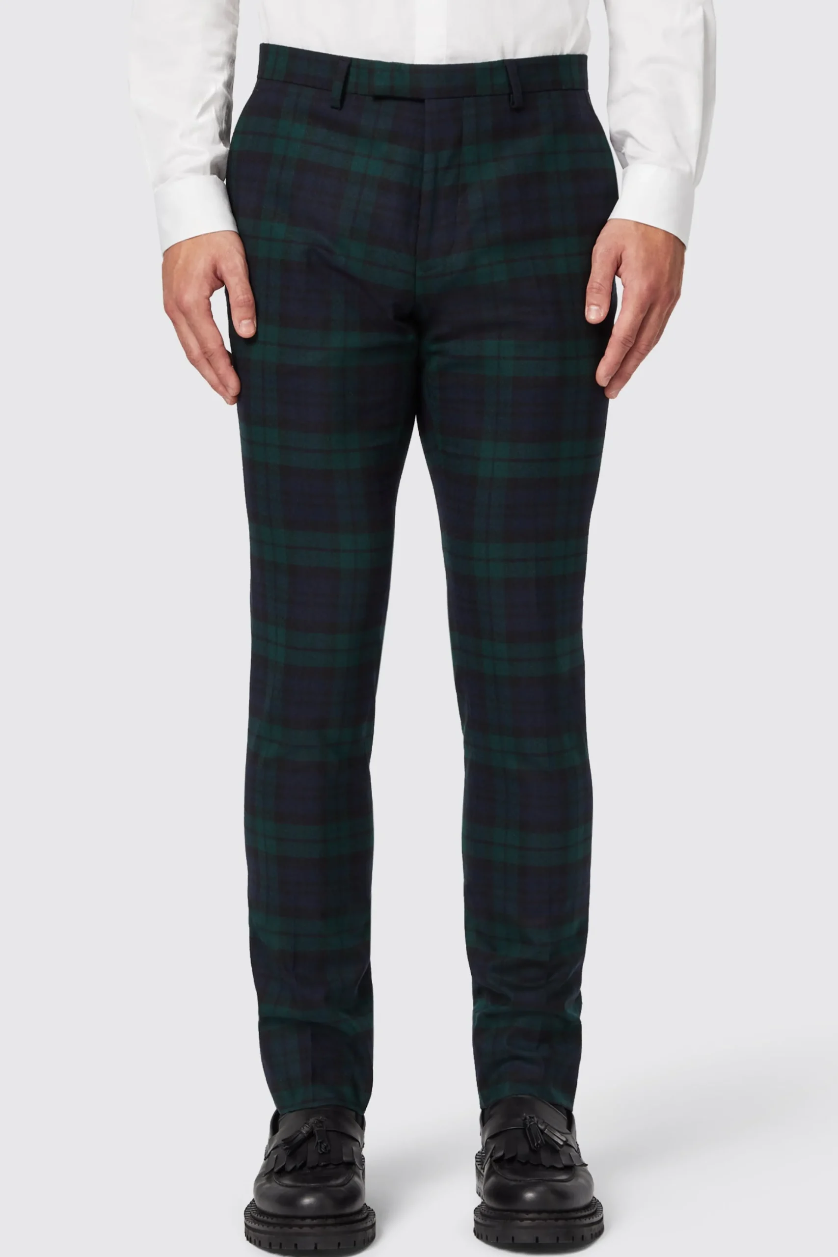 Trousers·Casual Trousers|Trousers·Party Trousers|Twisted Tailor Ginger Skinny Fit Green Tartan Trousers