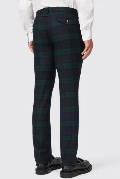 Trousers·Casual Trousers|Trousers·Party Trousers|Twisted Tailor Ginger Skinny Fit Green Tartan Trousers