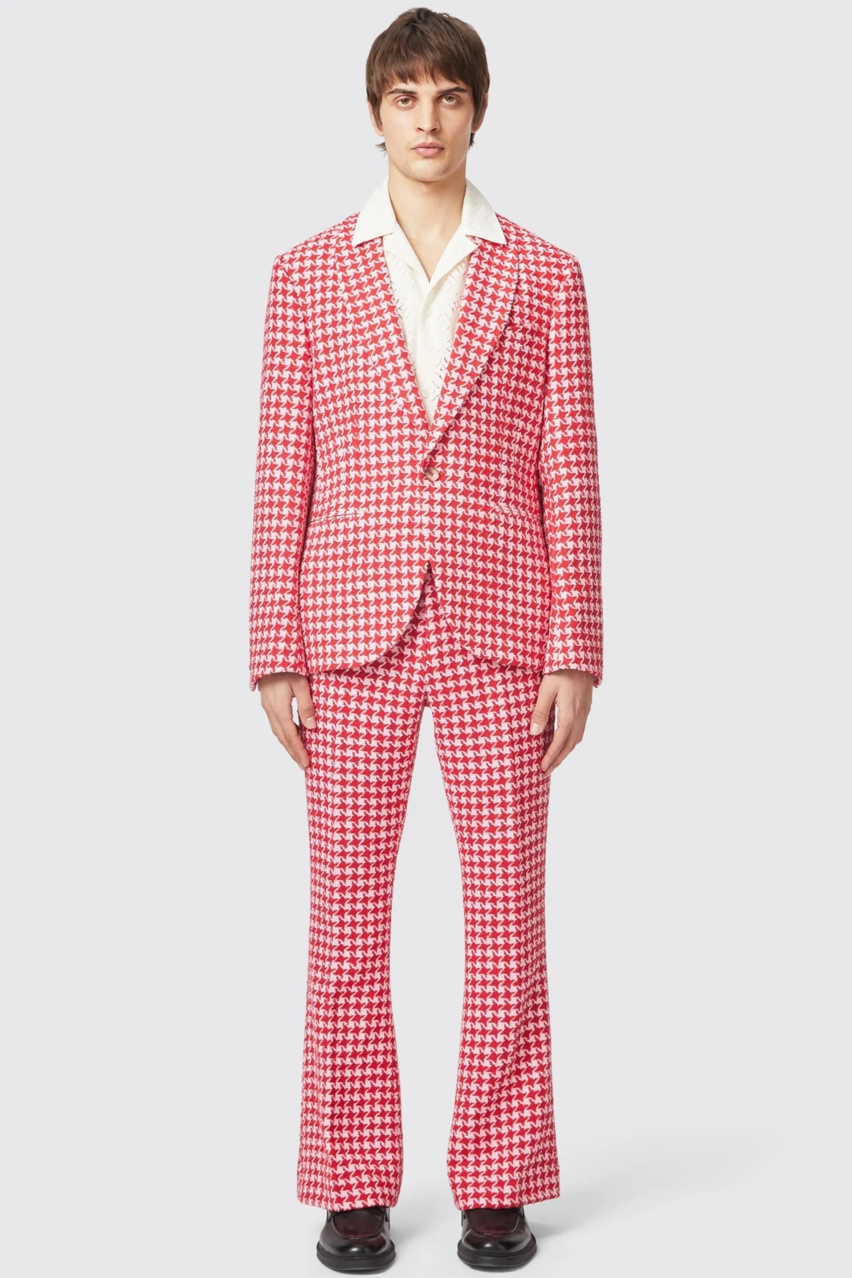 Style·Bold Prints|Twisted Tailor Gittings Slim Fit Red Boucle Cotton Suit