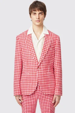 Style·Bold Prints|Twisted Tailor Gittings Slim Fit Red Boucle Cotton Suit