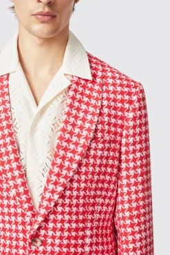 Style·Bold Prints|Twisted Tailor Gittings Slim Fit Red Boucle Cotton Suit