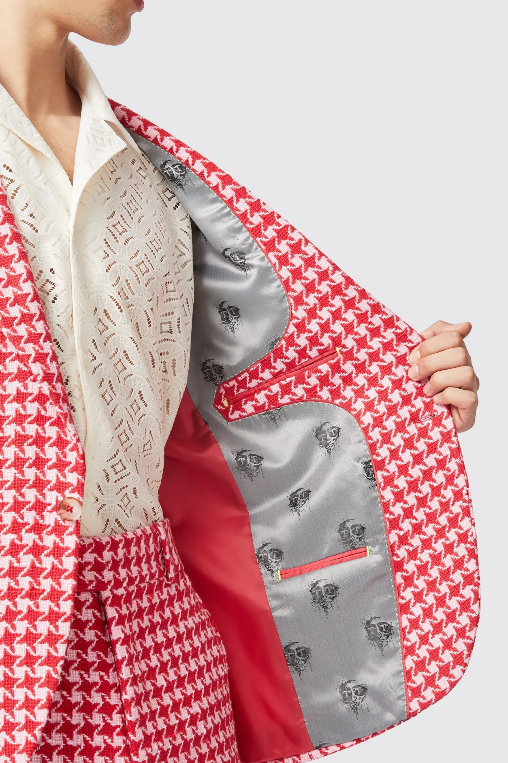 Style·Bold Prints|Twisted Tailor Gittings Slim Fit Red Boucle Cotton Suit