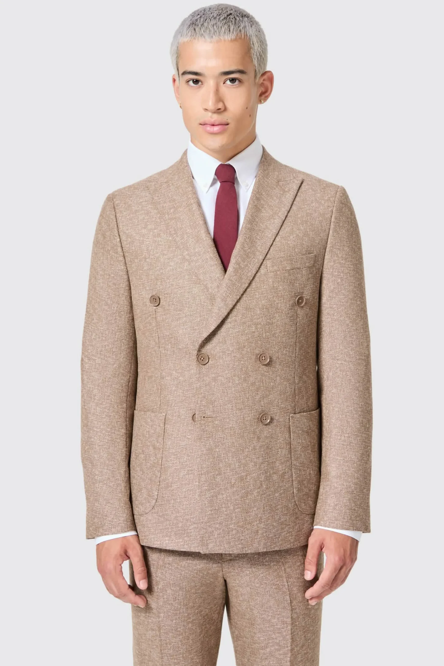 Jackets·Work Jackets|Jackets·Casual Jackets|Twisted Tailor Goddard Slim Fit Brown Double Breasted Jacket