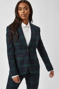 Woman|Twisted Tailor Grace Skinny Fit Green Tartan Jacket