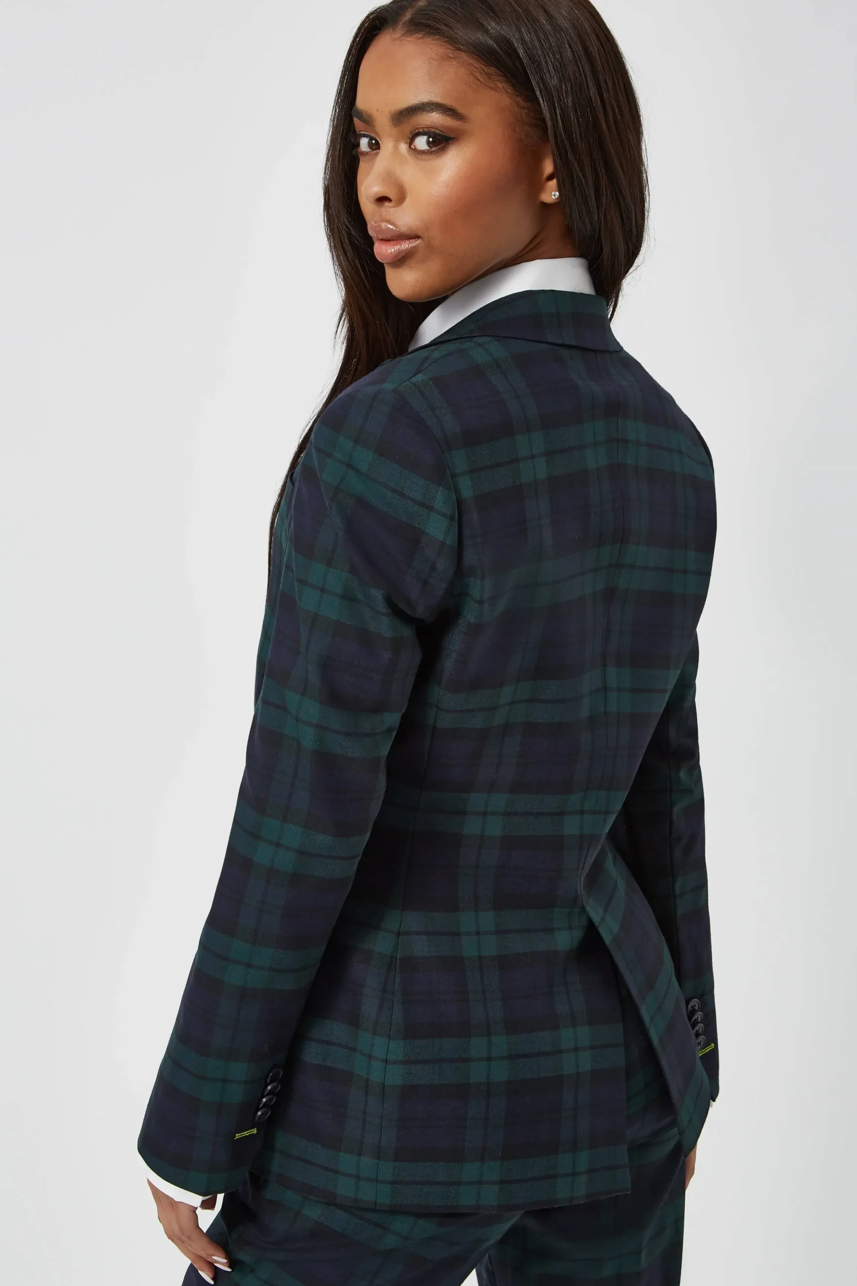 Woman|Twisted Tailor Grace Skinny Fit Green Tartan Jacket