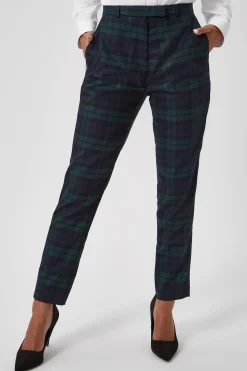 Woman|Twisted Tailor Grace Skinny Fit Green Tartan Trousers