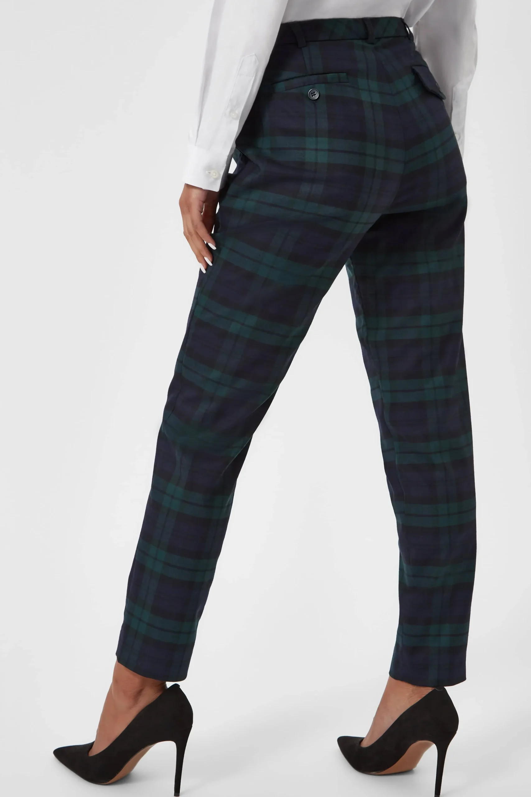 Woman|Twisted Tailor Grace Skinny Fit Green Tartan Trousers