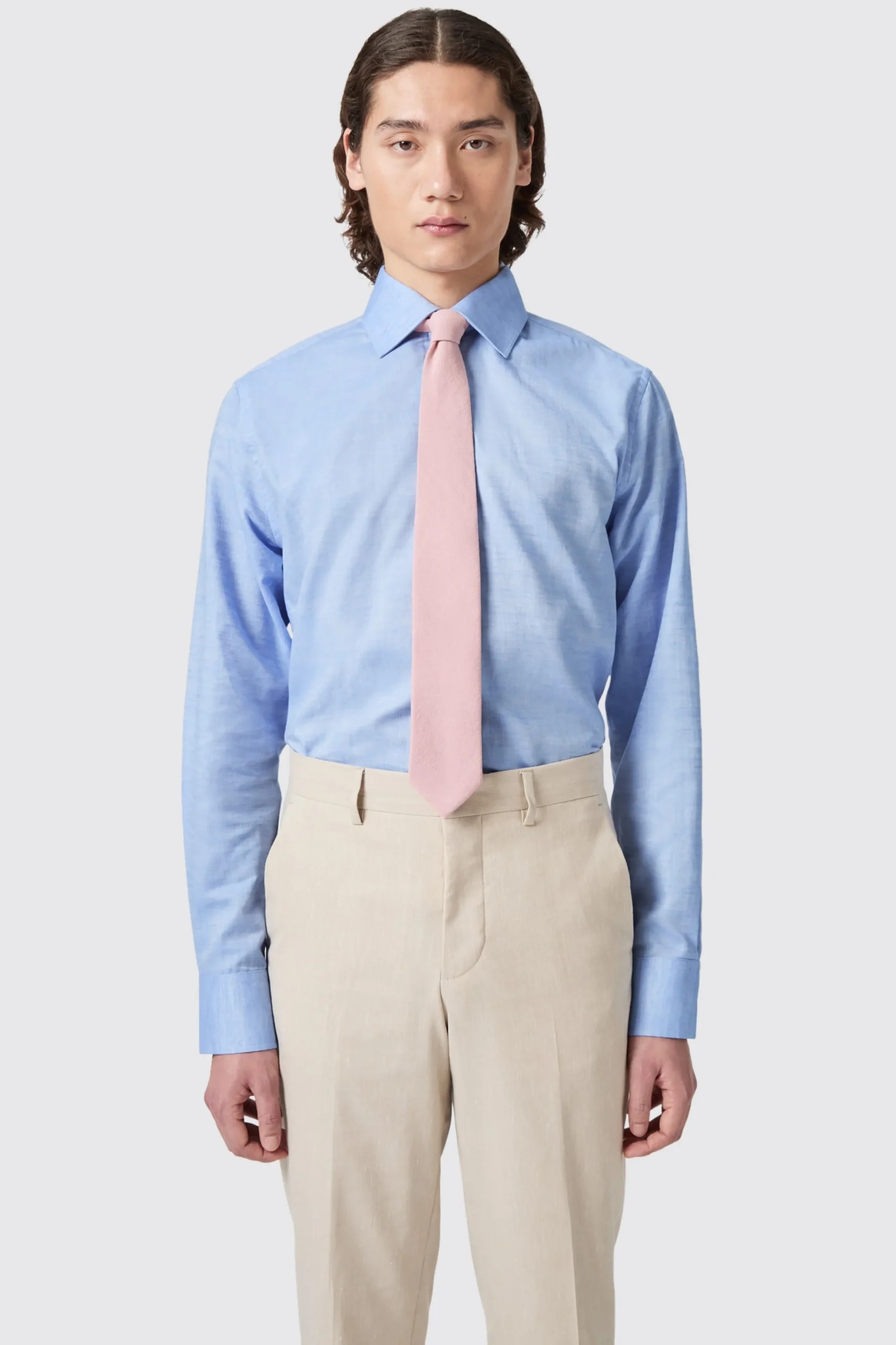 Style·Premium Shirts|Style·Everyday Essentials|Twisted Tailor Grafton Slim Fit Spread Collar Blue Linen Shirt
