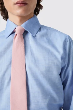 Style·Premium Shirts|Style·Everyday Essentials|Twisted Tailor Grafton Slim Fit Spread Collar Blue Linen Shirt