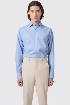 Style·Premium Shirts|Style·Everyday Essentials|Twisted Tailor Grafton Slim Fit Spread Collar Blue Linen Shirt