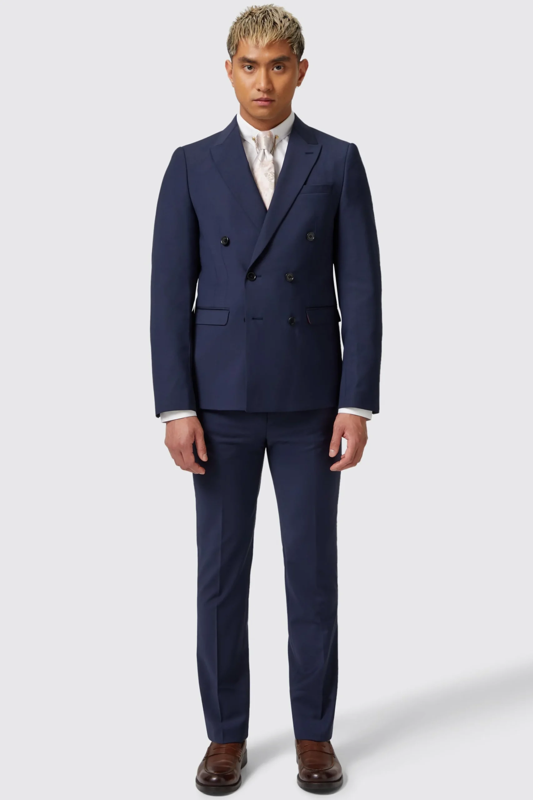 Style·Double Breasted Suits|Occasion·Groomsmen Suits|Twisted Tailor Harwood Slim Fit Navy Double Breasted Wool Suit