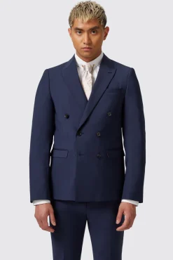 Style·Double Breasted Suits|Occasion·Groomsmen Suits|Twisted Tailor Harwood Slim Fit Navy Double Breasted Wool Suit
