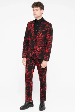 Trousers·Floral Trousers|Twisted Tailor Heron Slim Fit Red Floral Cotton Trousers