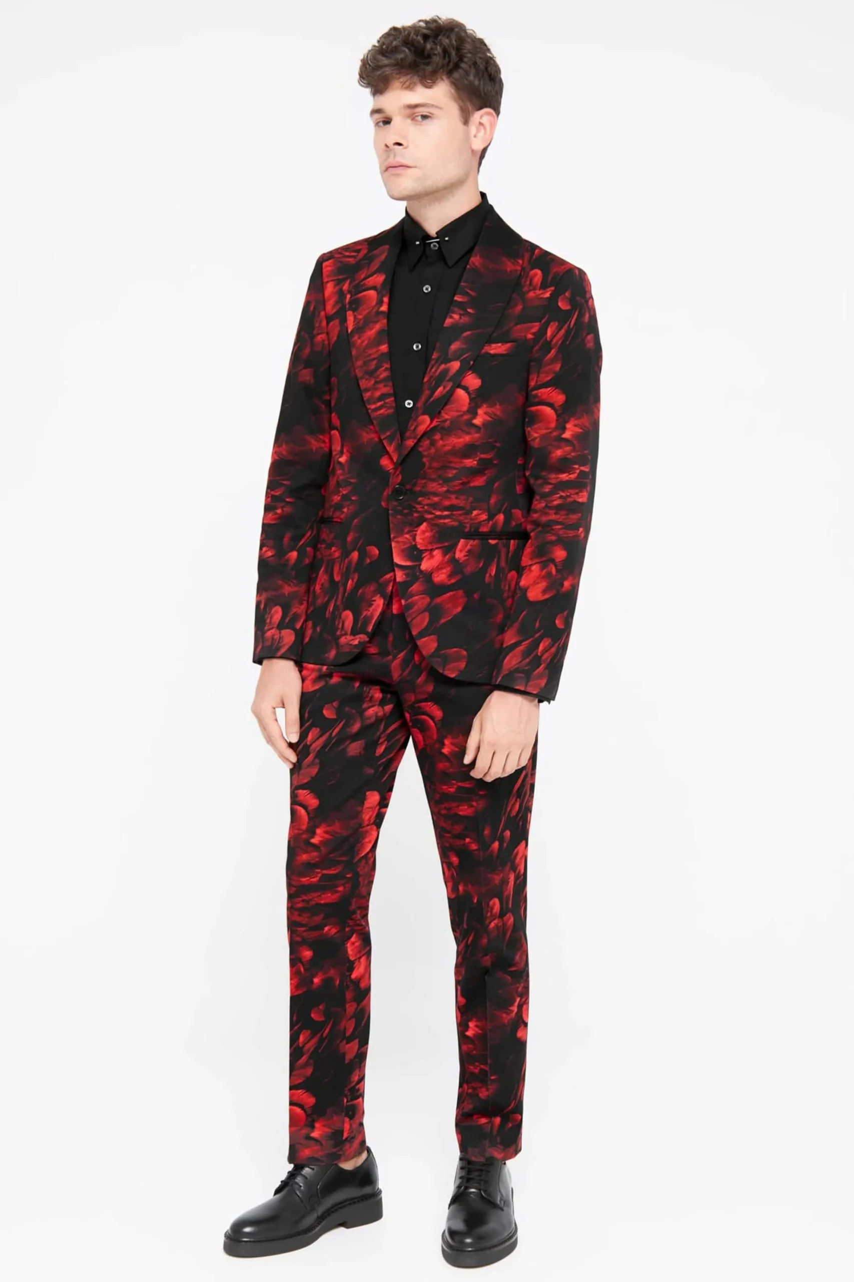 Trousers·Floral Trousers|Twisted Tailor Heron Slim Fit Red Floral Cotton Trousers