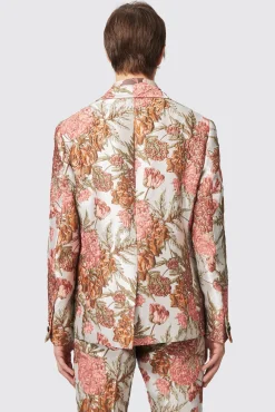 Jackets·Floral Jackets|Jackets·Party Jackets|Twisted Tailor Hirshfield Floral Pink Silver Jacquard Jacket