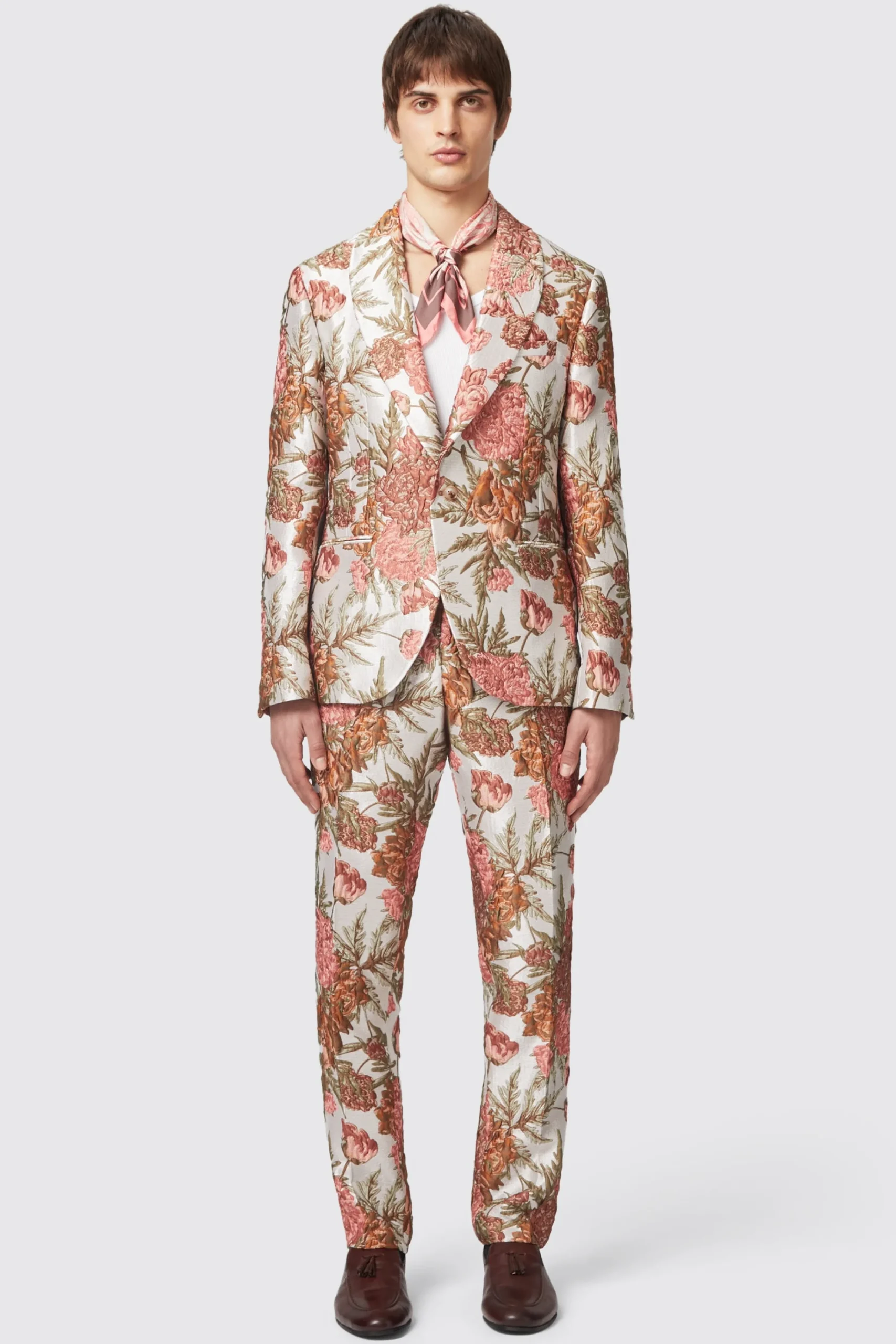 Jackets·Floral Jackets|Jackets·Party Jackets|Twisted Tailor Hirshfield Floral Pink Silver Jacquard Jacket