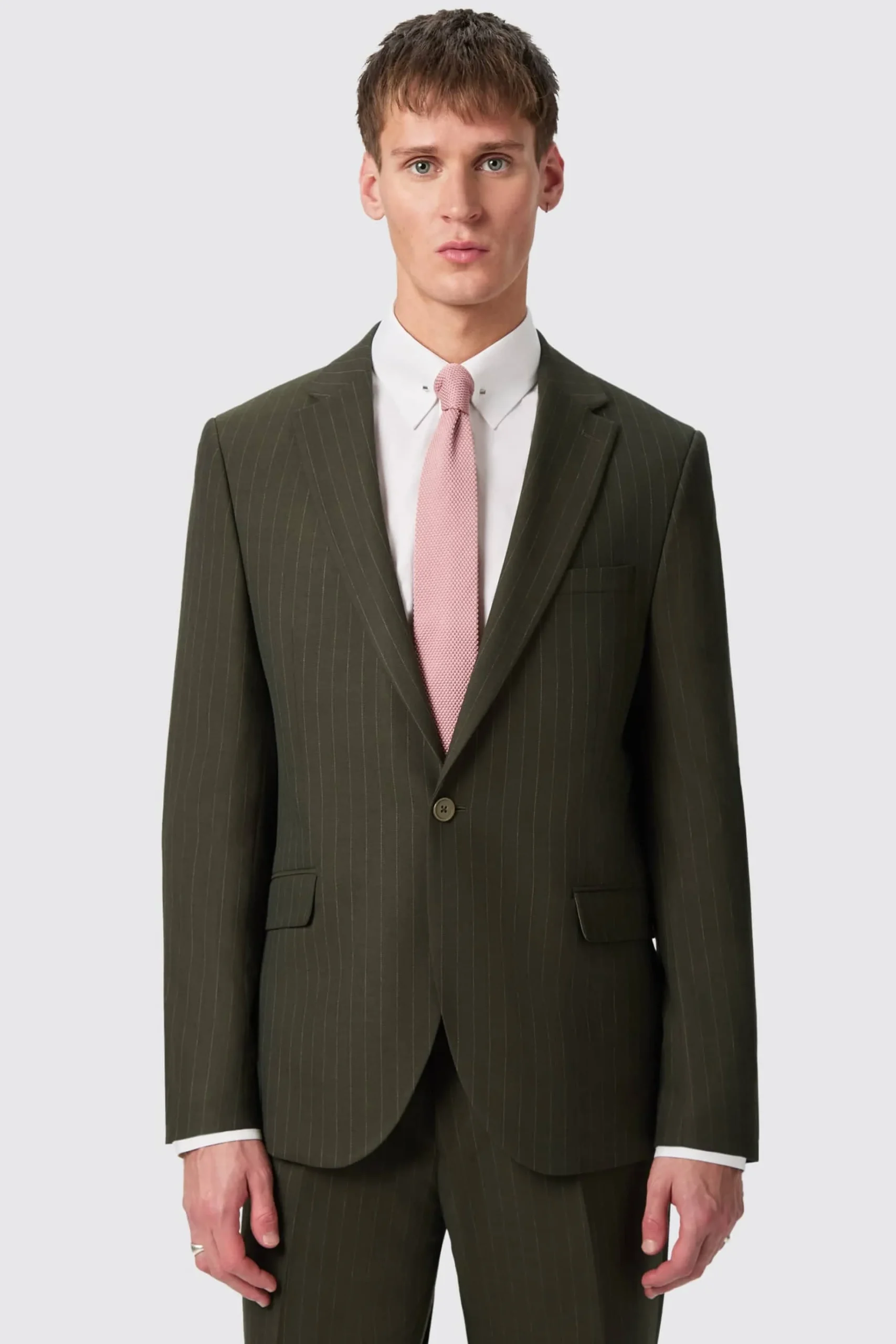 Jackets·Work Jackets|Jackets·Casual Jackets|Twisted Tailor Hodge Slim Fit Green Pinstripe Jacket