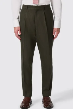 Trousers·Casual Trousers|Trousers·Work Trousers|Twisted Tailor Hodge Slim Fit Green Pinstripe Trousers