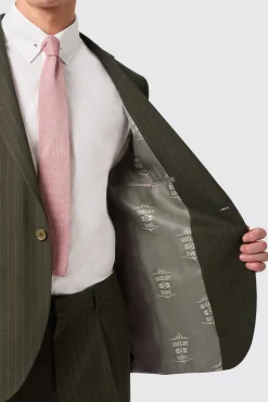 Style·Plain Suits|Occasion·Groomsmen Suits|Twisted Tailor Hodge Slim Fit Green Pinstripe Suit