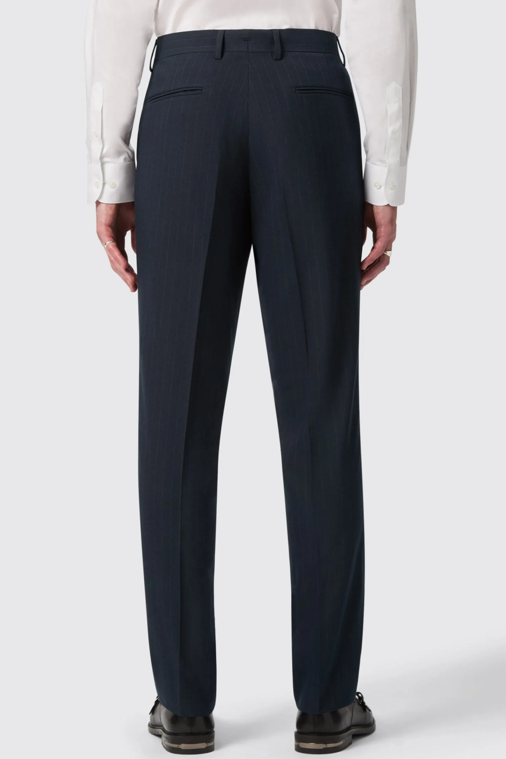 Trousers·Casual Trousers|Trousers·Work Trousers|Twisted Tailor Hodge Slim Fit Navy Pinstripe Trousers