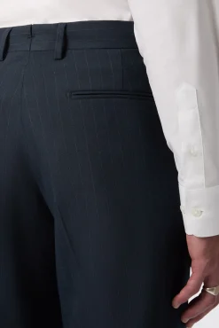 Trousers·Casual Trousers|Trousers·Work Trousers|Twisted Tailor Hodge Slim Fit Navy Pinstripe Trousers