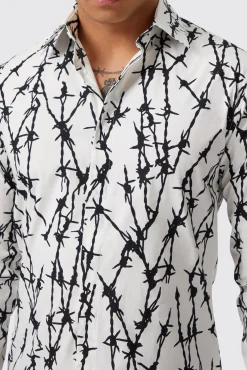 Style·Patterned Shirts|Occasion·Party Shirts|Twisted Tailor Horner Slim Fit White Cotton Shirt