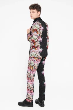 Style·Floral Suits|Style·2 Piece Suits|Twisted Tailor Ikeda Slim Fit Black Cotton Floral Suit