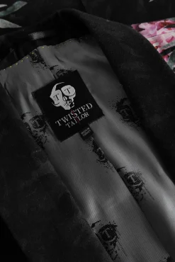 Style·Floral Suits|Style·2 Piece Suits|Twisted Tailor Ikeda Slim Fit Black Cotton Floral Suit