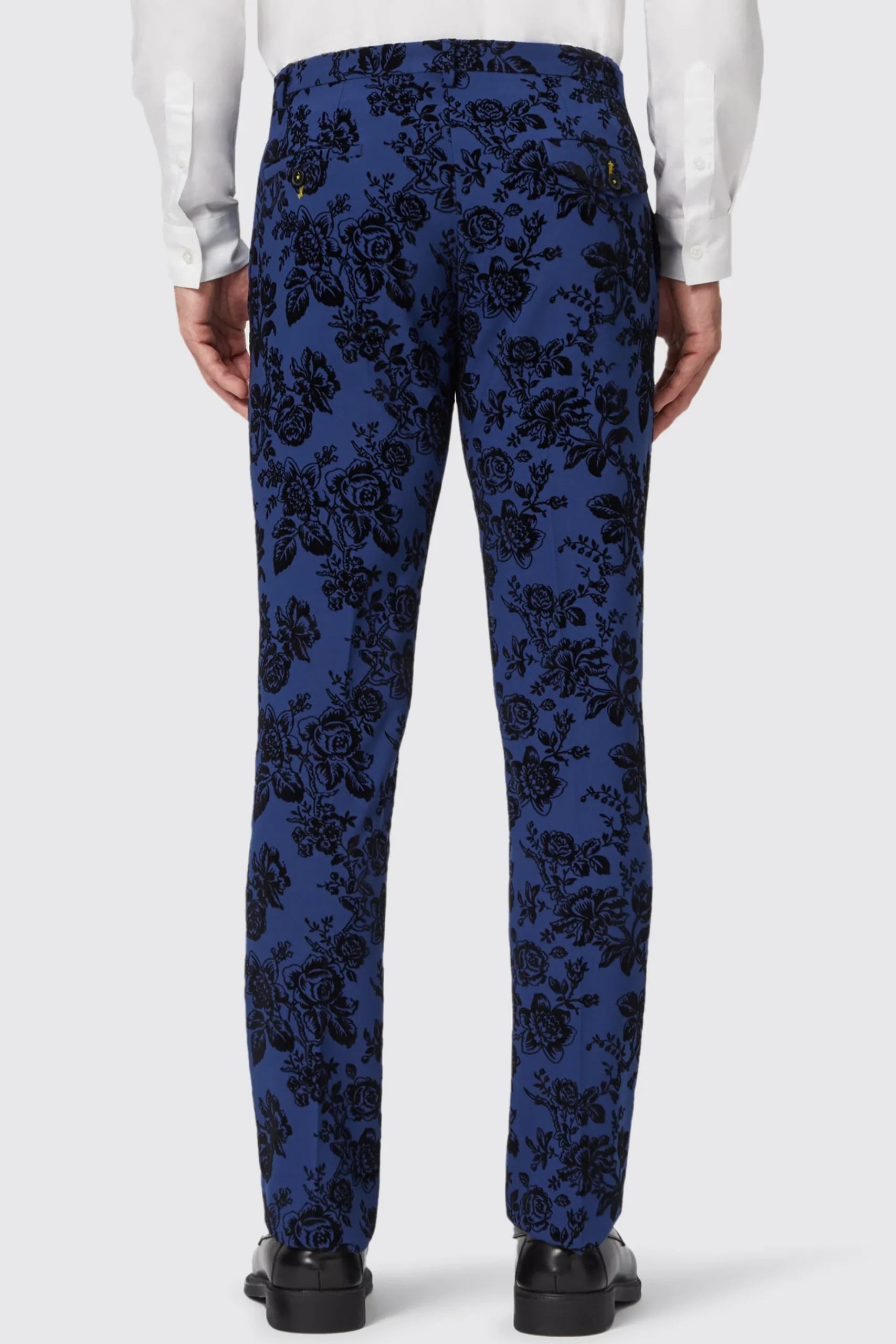 Trousers·Floral Trousers|Trousers·Party Trousers|Twisted Tailor Jackalope Blue Suit Trouser With Floral Flocking