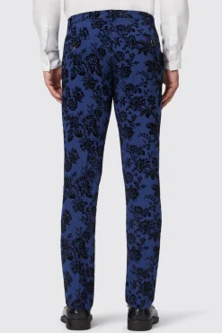 Style·Floral Suits|Style·3 Piece Suits|Twisted Tailor Jackalope Blue Suit With Floral Flocking