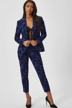 Woman|Twisted Tailor Jackalope Skinny Fit Blue Floral Flocked Jacket