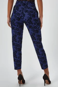 Woman|Twisted Tailor Jackalope Skinny Fit Blue Floral Flocked Trousers