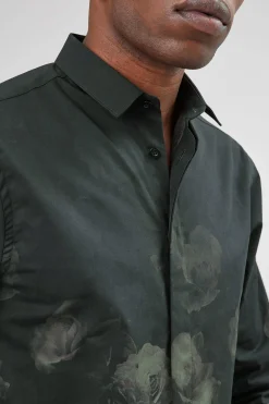 Style·Patterned Shirts|Occasion·Formal Shirts|Twisted Tailor Kember Slim Fit Black Floral Shirt