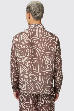 Unisex|Style·Patterned Shirts|Twisted Tailor Kessie Cream Abstract Print Shirt