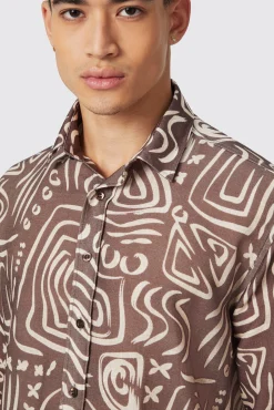 Unisex|Style·Patterned Shirts|Twisted Tailor Kessie Cream Abstract Print Shirt