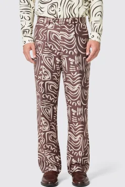 Unisex|Trousers·Casual Trousers|Twisted Tailor Kessie Oversized Brown Abstract Print Trousers