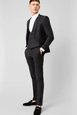 Style·Plain Suits|Style·3 Piece Suits|Twisted Tailor Kingdon Skinny Fit Black Dinner Suit