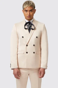 Occasion·Party Suits|Twisted Tailor Lewis Skinny Fit Double Breasted Beige Sateen Suit