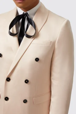Occasion·Party Suits|Twisted Tailor Lewis Skinny Fit Double Breasted Beige Sateen Suit