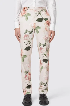Trousers·Floral Trousers|Trousers·Party Trousers|Twisted Tailor Lincoln Skinny Fit Pink Floral Cotton Trousers