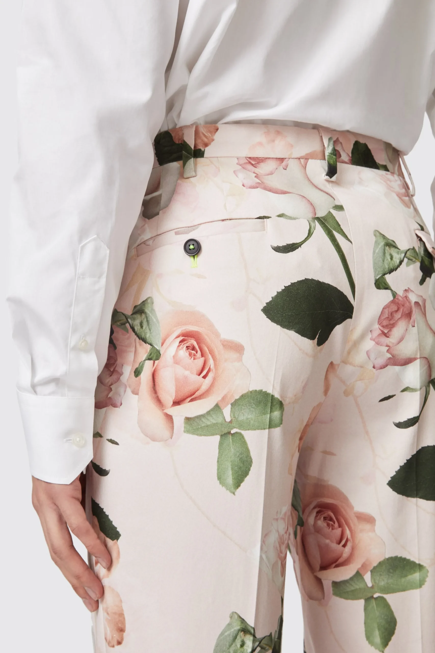 Trousers·Floral Trousers|Trousers·Party Trousers|Twisted Tailor Lincoln Skinny Fit Pink Floral Cotton Trousers