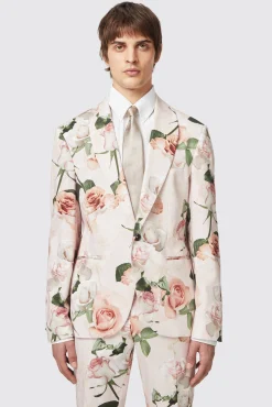 Style·Floral Suits|Style·Bold Prints|Twisted Tailor Lincoln Skinny Fit Pink Floral Cotton Suit