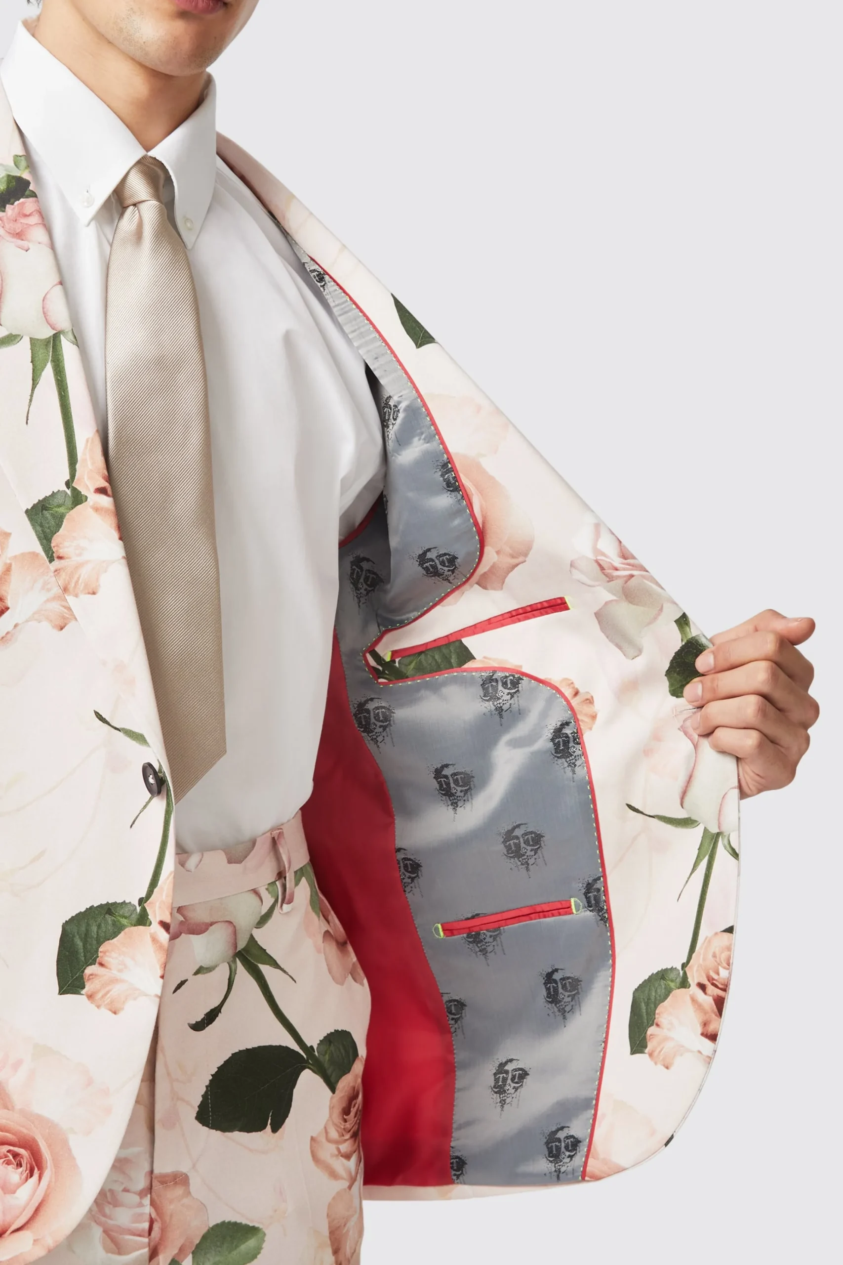 Jackets·Floral Jackets|Jackets·Party Jackets|Twisted Tailor Lincoln Skinny Fit Pink Floral Cotton Jacket