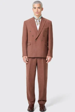 Unisex|Style·Double Breasted Suits|Twisted Tailor Lisandro Double Breasted Brown Cotton Suit