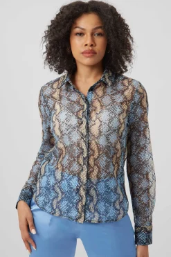 Woman|Twisted Tailor Lopez Skinny Fit Grey Snake Print Shirt