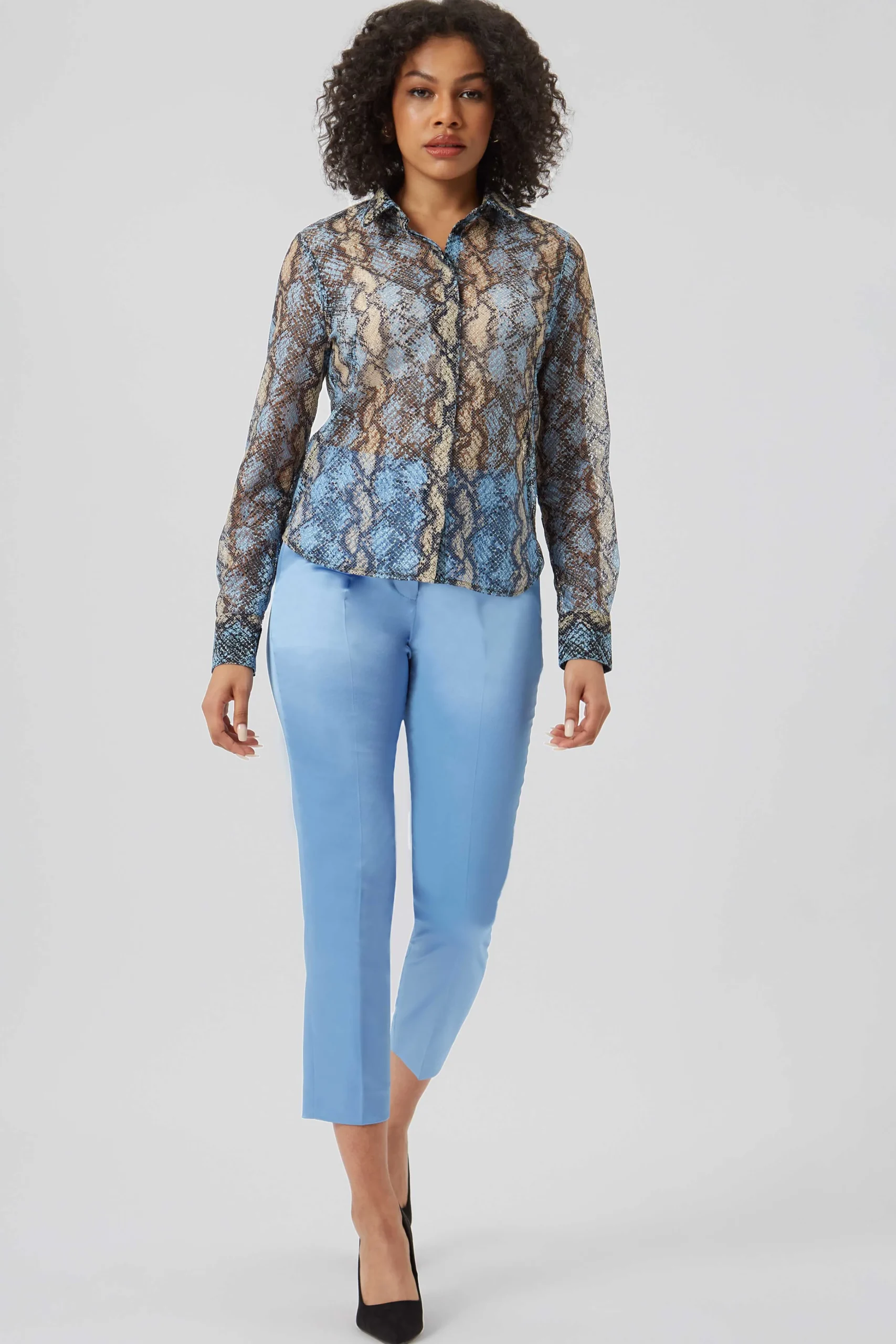 Woman|Twisted Tailor Lopez Skinny Fit Grey Snake Print Shirt